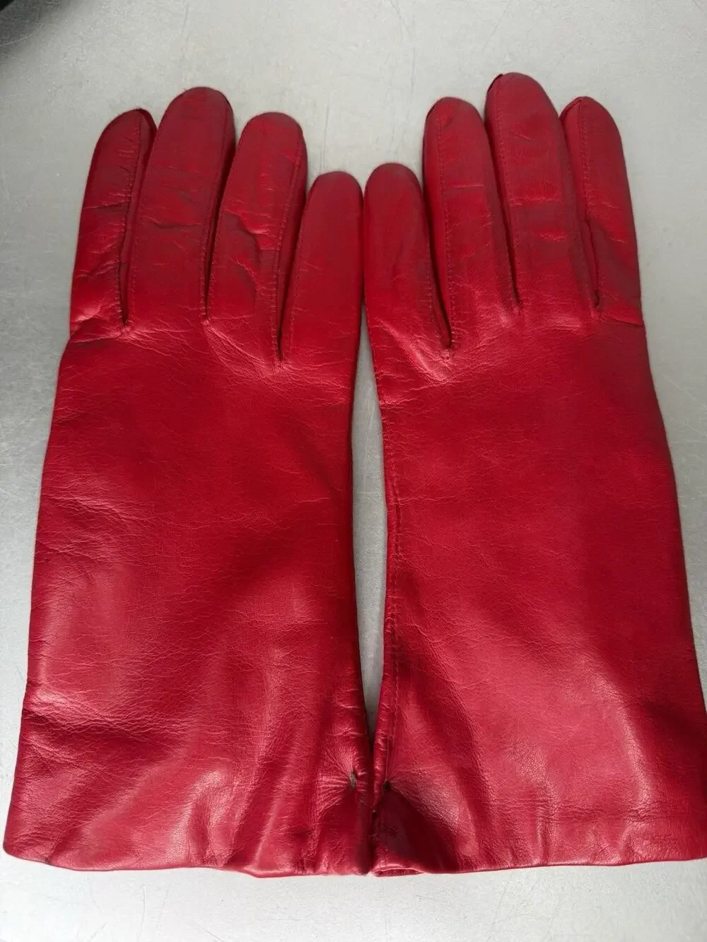 Vintage Nordstrom Red Leather Lined Winter Gloves Women’s Sz 7.5 New!